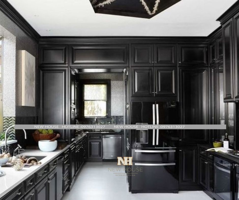 Tủ bếp hiện đại màu đen